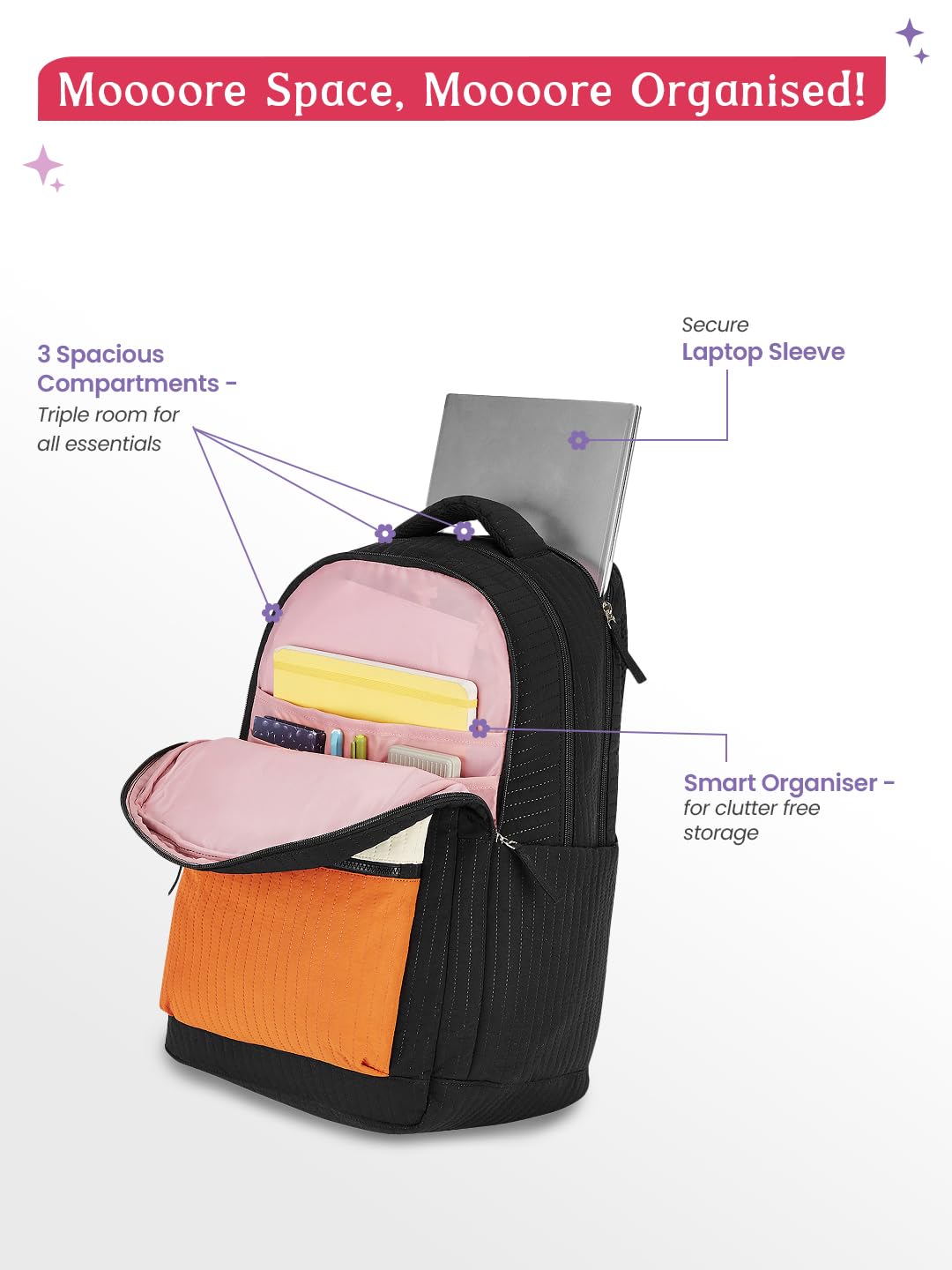 Genie Snuggle  Backpack For Girls |19 Inch-36 Litres