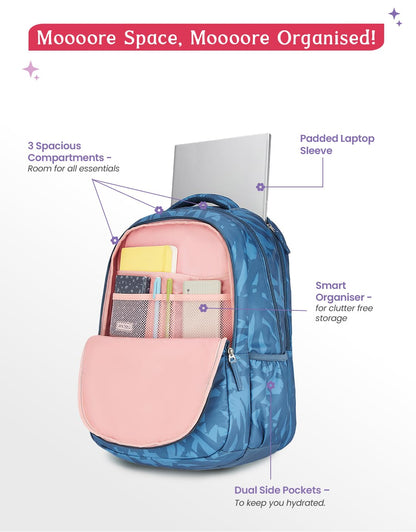 Genie Velora Backpack For Girls |19 Inch-40 Litres