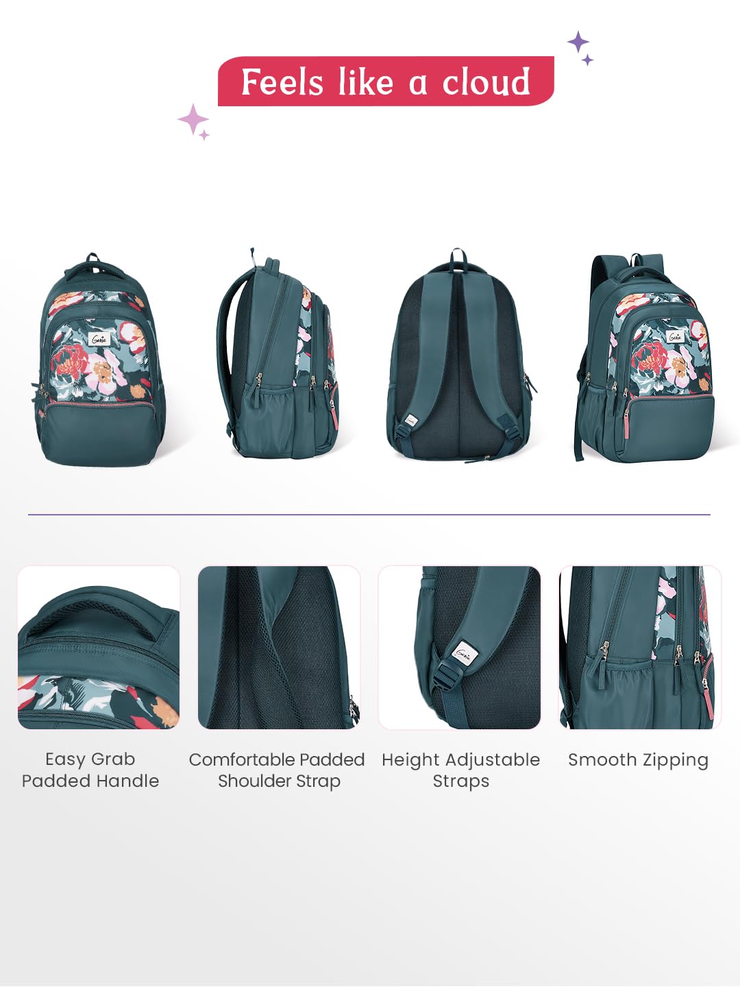 Genie Diasora  Laptop School Backpack For Girls |19 Inch -36 L