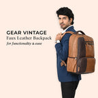 Gear Vintage 4 19"/29L Anti Theft Faux Leather  4 Compartment Laptop Backpack /Casual Backpack College Bag For Men/Women