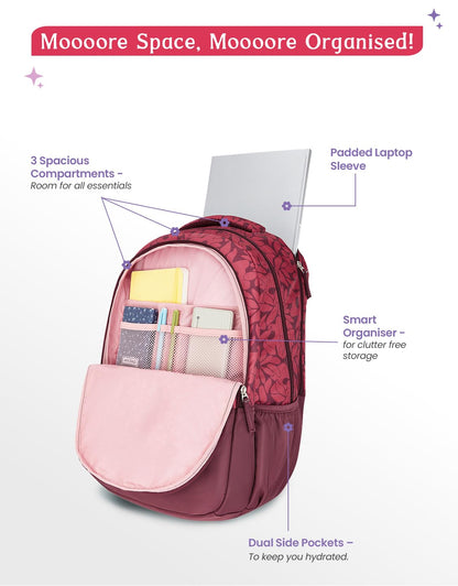 Genie Eleanor Backpack For Girls |19 Inch-40 Litres