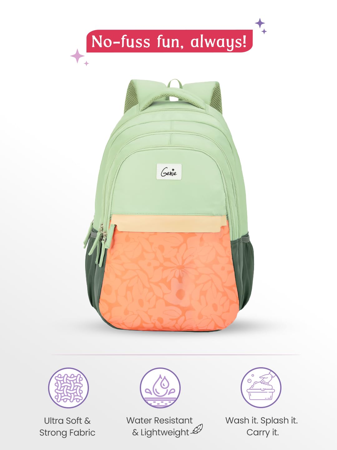 Genie Vibecheck Backpack For Girls |19 Inch-36 Litres