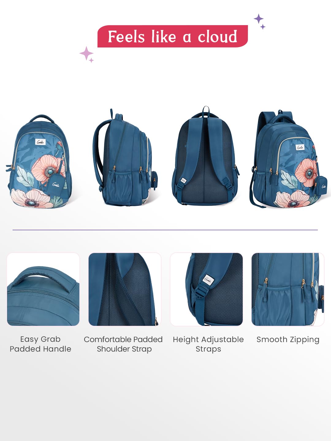 Genie Aurela Backpack For Girls |19 Inch-36 Litres