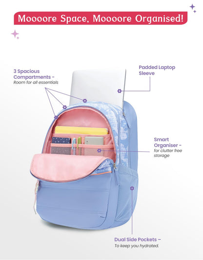 Genie Quilsy Backpack For Girls |19 Inch-40 Litres