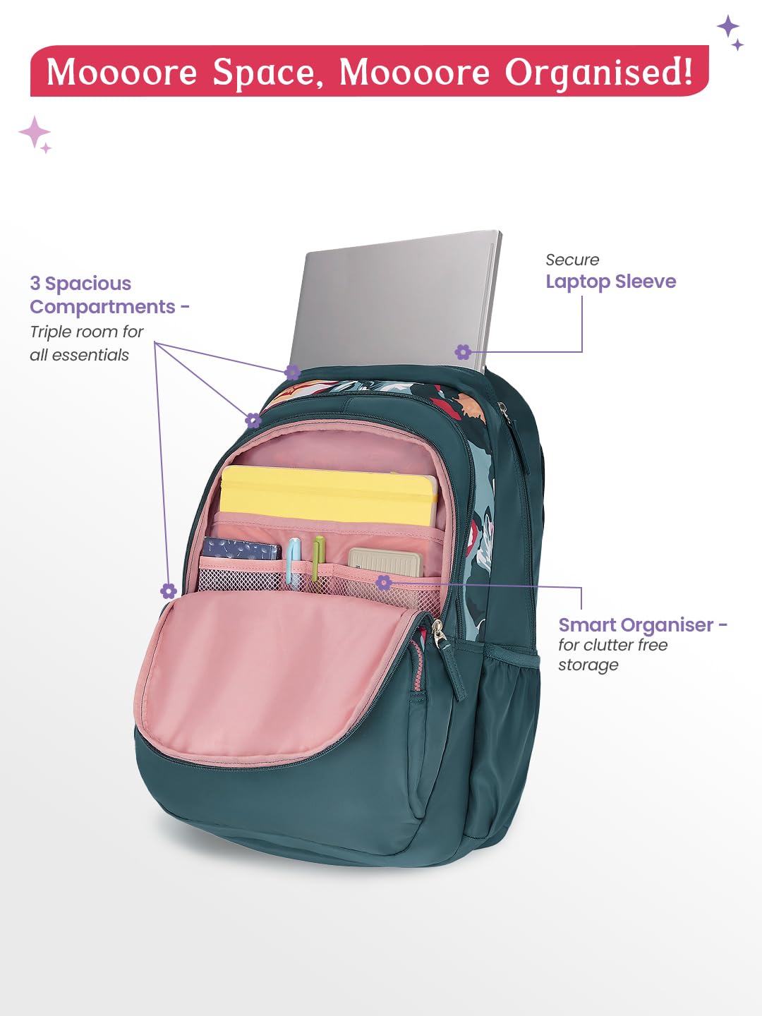Genie Diasora  Laptop School Backpack For Girls |19 Inch -36 L