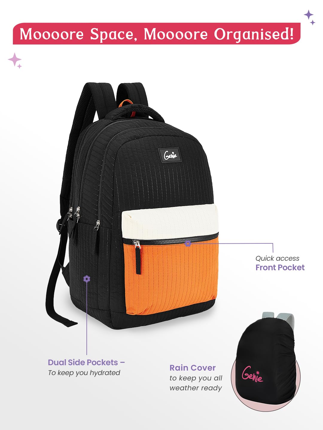 Genie Snuggle  Backpack For Girls |19 Inch-36 Litres