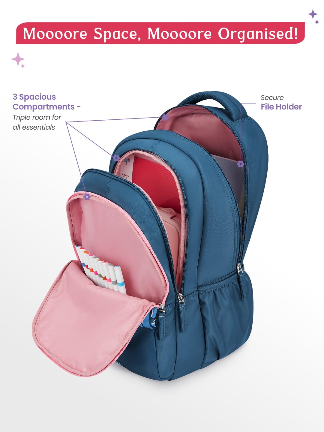 Genie Mira Backpack For Girls |19 Inch-36 Litres