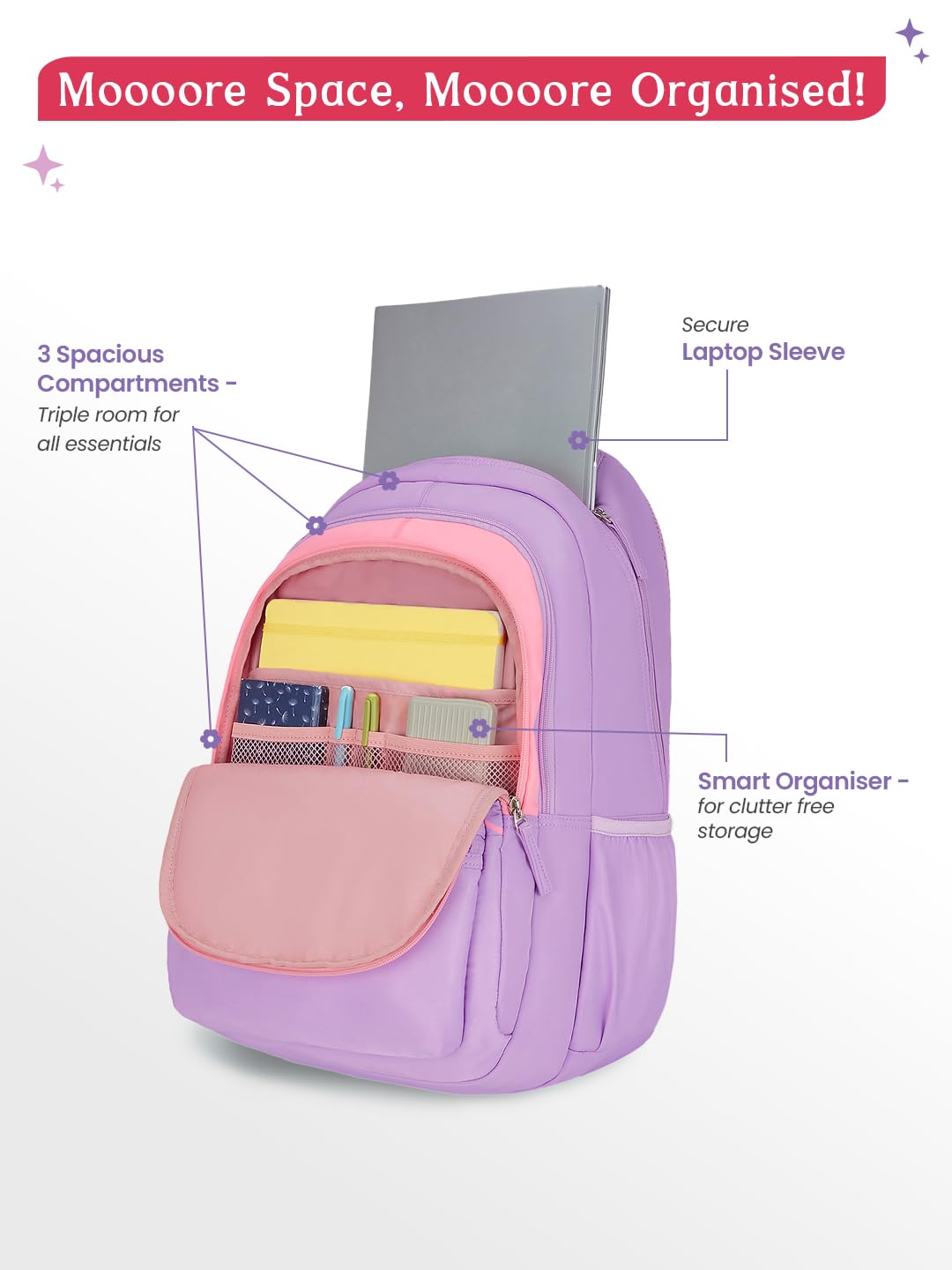 Genie Rosalin Backpack For Girls |19 Inch-36 Litres