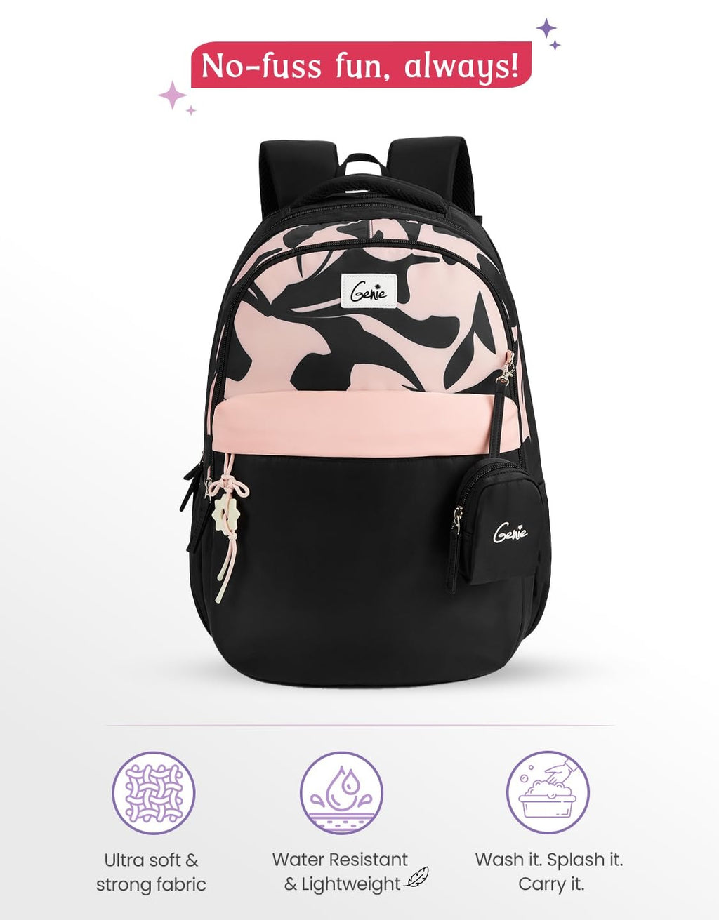 Genie Alba  40 L Laptop Backpack  For Girls |19 Inch - Black