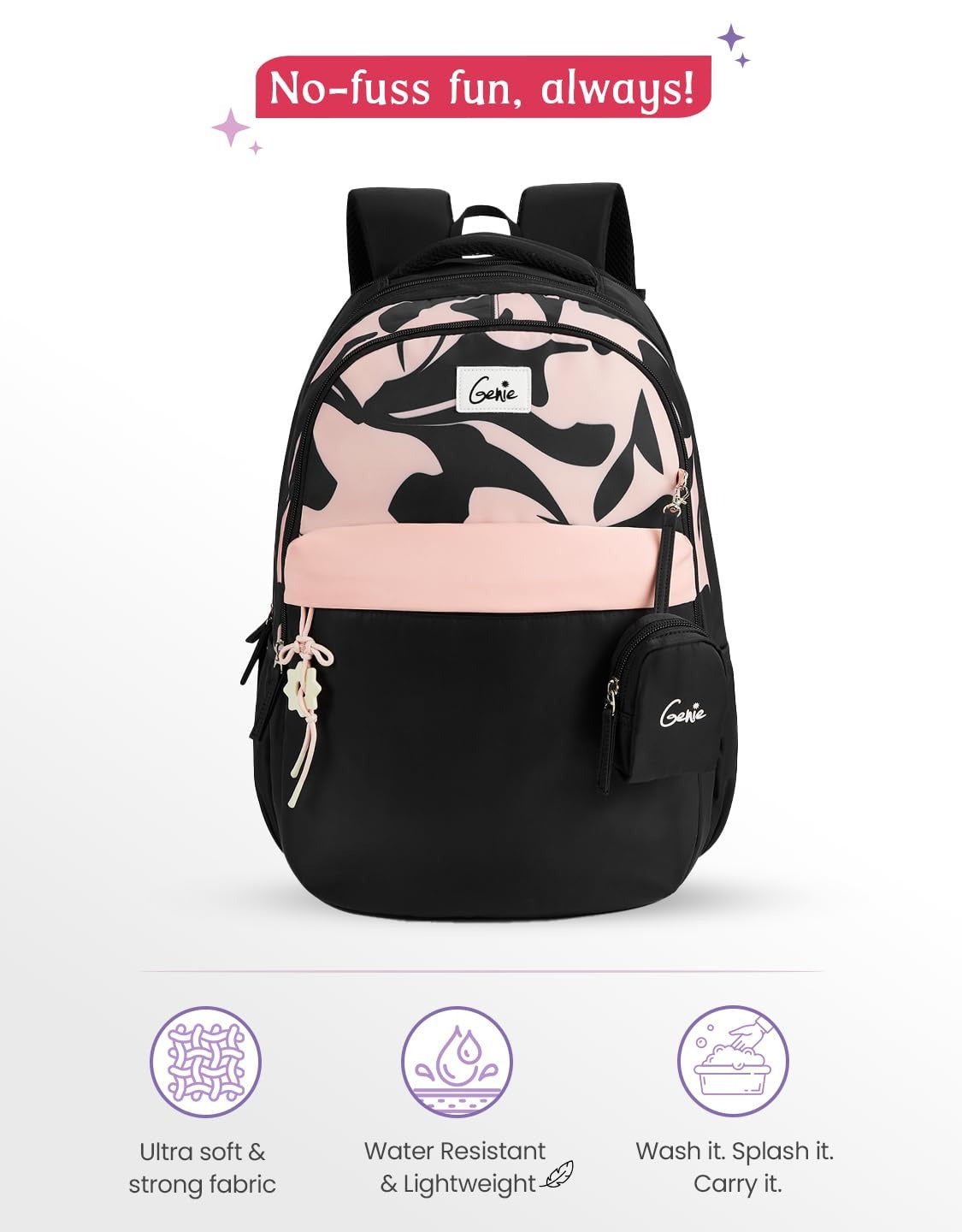 Genie Alba  40 L Laptop Backpack  For Girls |19 Inch - Black