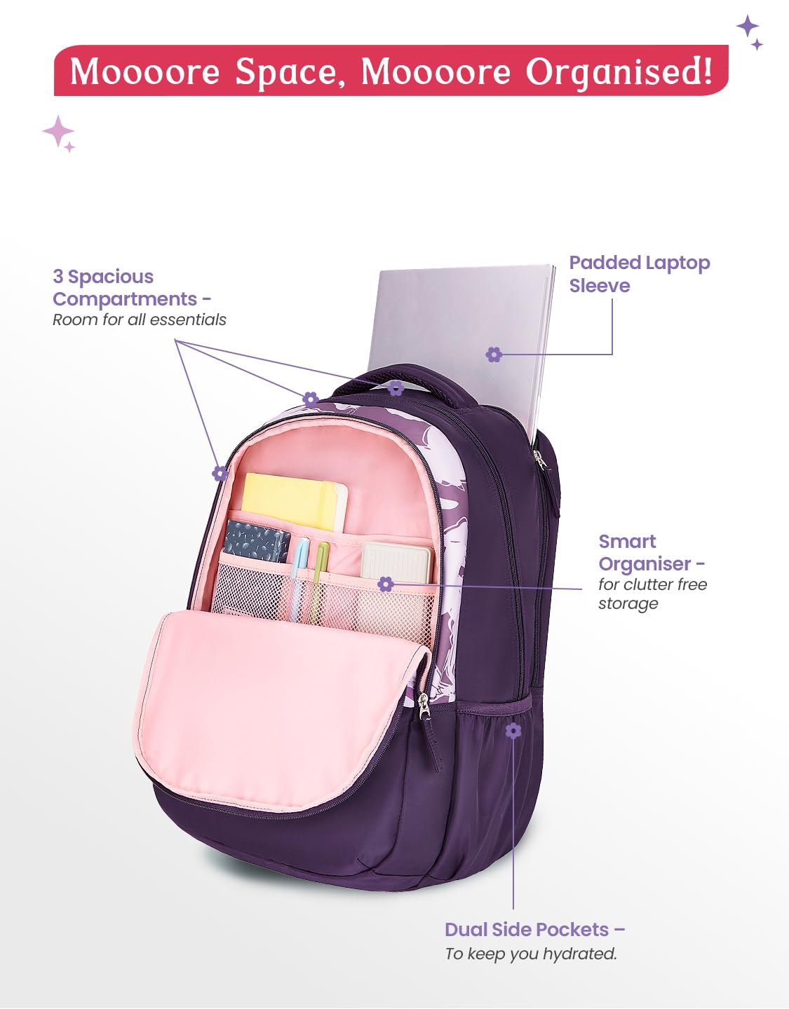 Genie Petone Backpack For Girls |19 Inch-40 Litres
