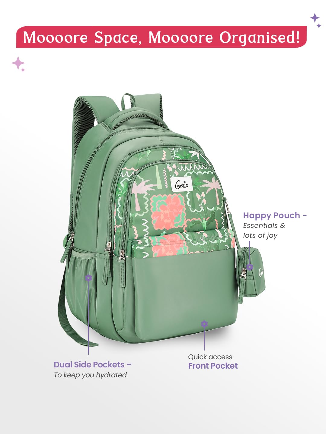 Genie Mirana Backpack For Girls |19 Inch-36 Litres