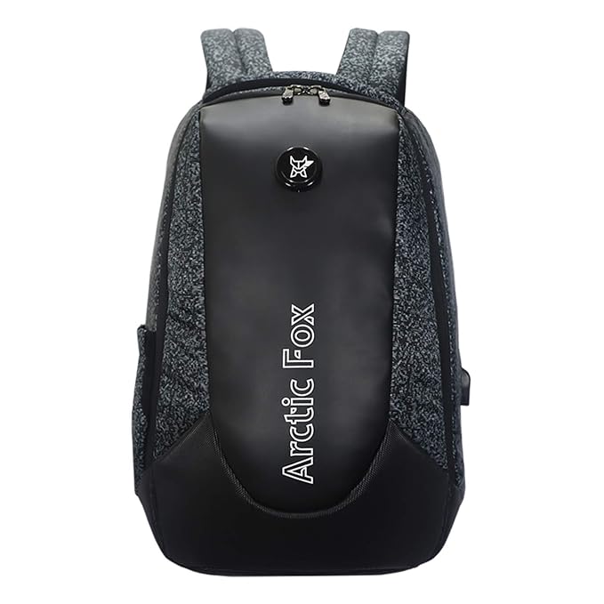 Arctic Fox Alarm Zipper System | Anti-Theft Backpack with USB Charging Port | 15.5 Inch Laptop Bag (Glitch Black-35L)