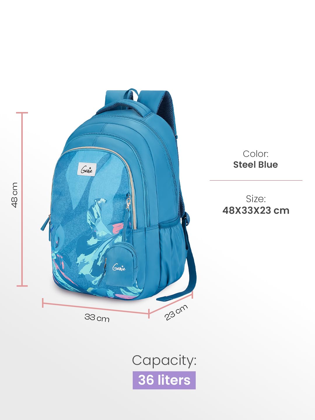 Genie Seabloom Backpack For Girls |19 Inch - 36 L