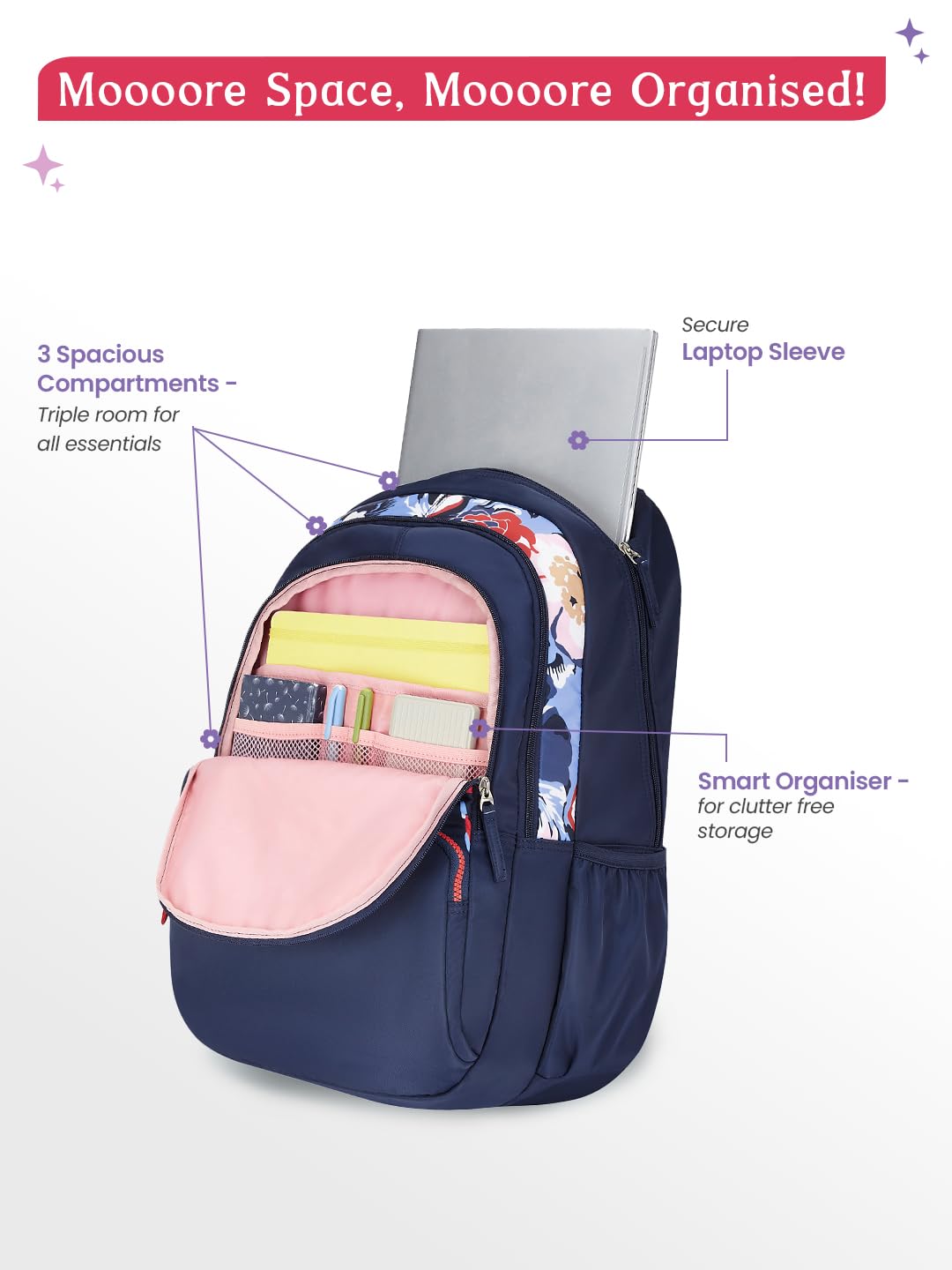 Genie Diasora  Laptop School Backpack For Girls |19 Inch -36 L