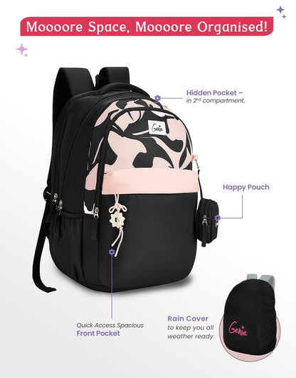 Genie Alba  40 L Laptop Backpack  For Girls |19 Inch - Black