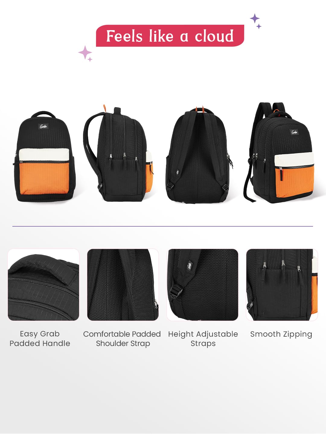 Genie Snuggle  Backpack For Girls |19 Inch-36 Litres