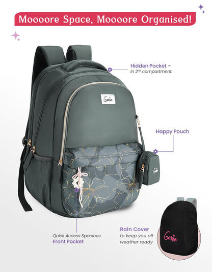 Genie 40 L Marilit Laptop  School Backpack For Girls |19 Inch - Grey