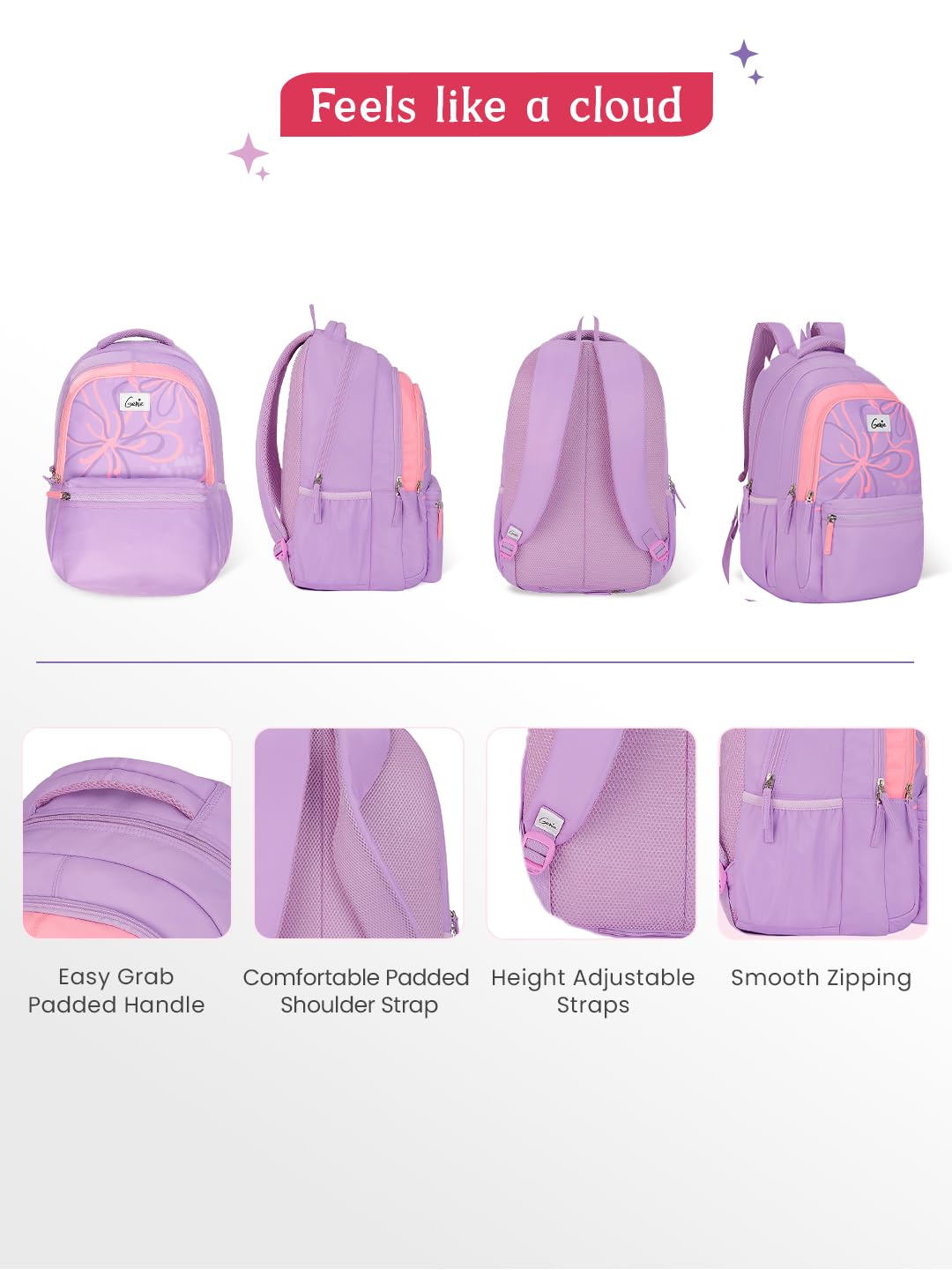 Genie Rosalin Backpack For Girls |19 Inch-36 Litres