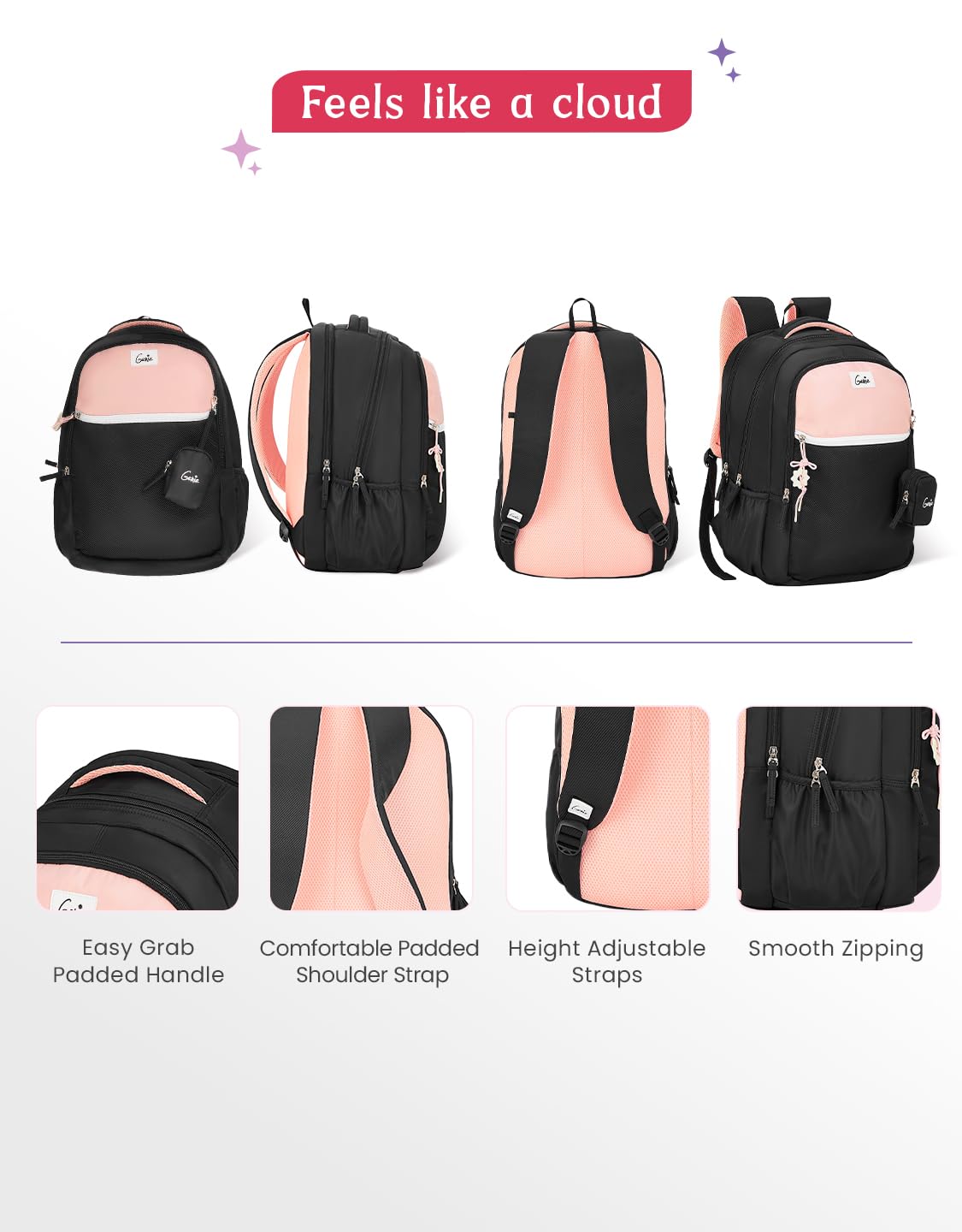 Genie Twist Backpack For Girls |19 Inch-40 Litres