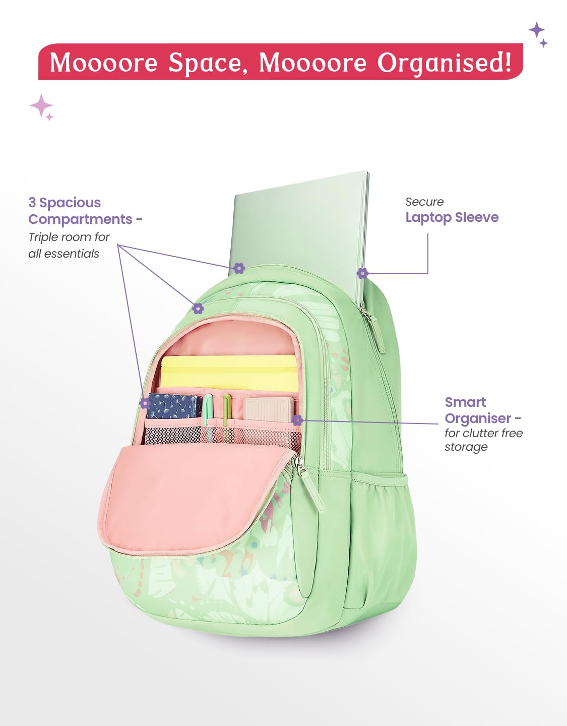 Genie  Morphi Laptop School Backpack  For Girls |19 Inch-36 L