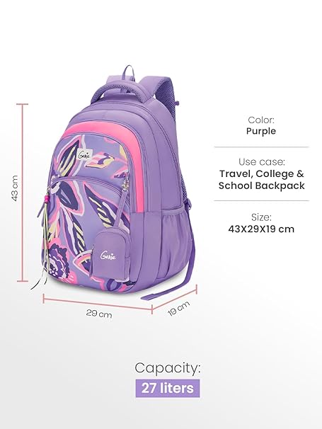 Genie Enchant  27 L Backpack For Girls |17 Inch - Purple