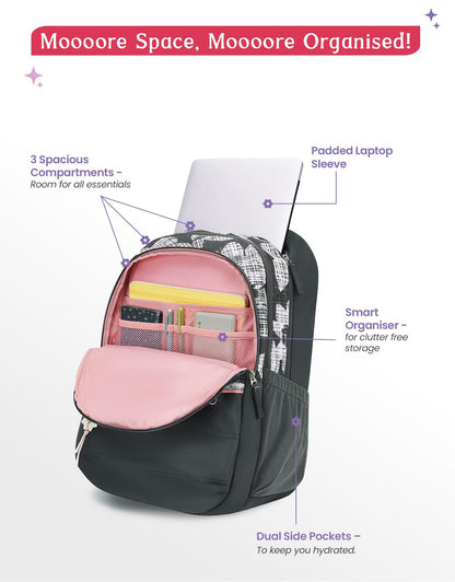 Genie Quilsy Backpack For Girls |19 Inch-40 Litres