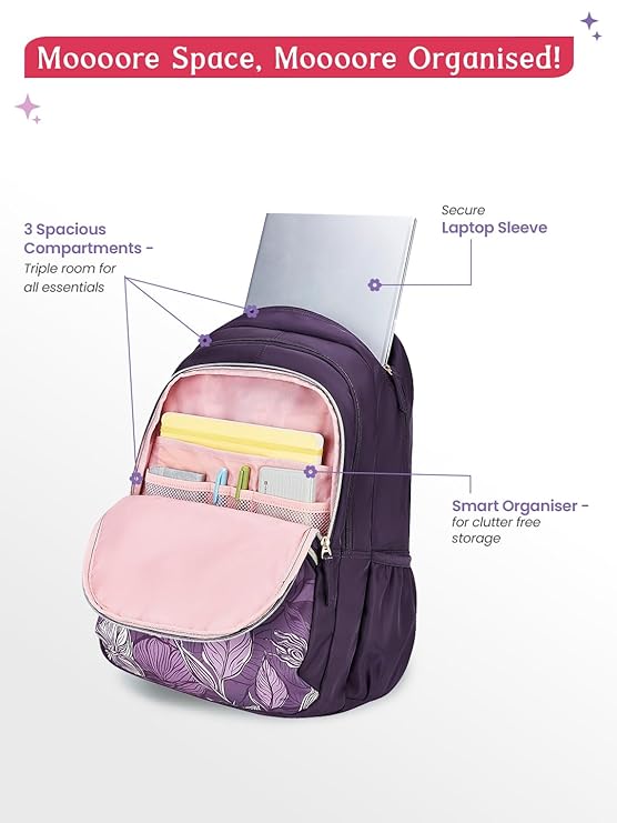 Genie Canopy School Backpack For Girls |19 Inch-36 Litres