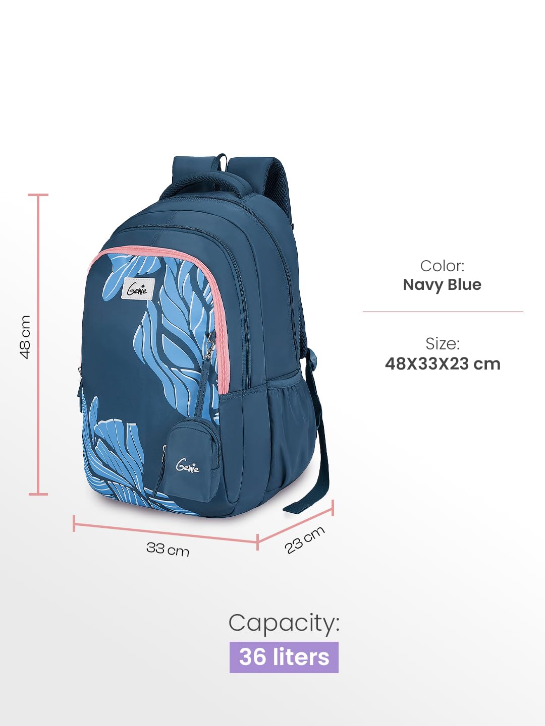 Genie Mira Backpack For Girls |19 Inch-36 Litres
