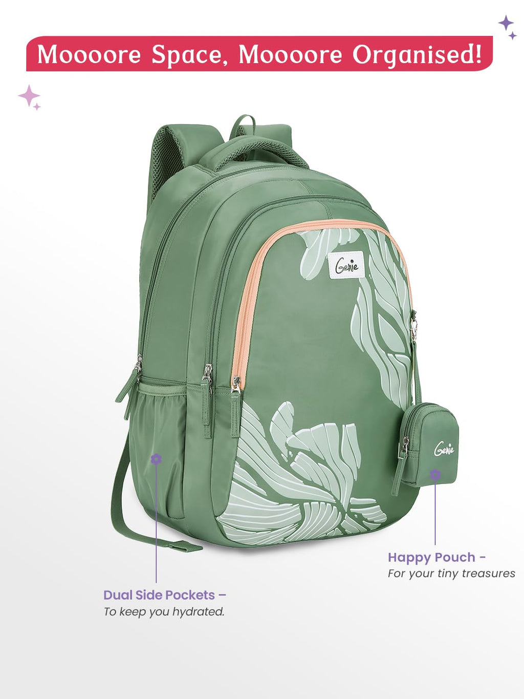 Genie Mira Backpack For Girls |19 Inch-36 Litres