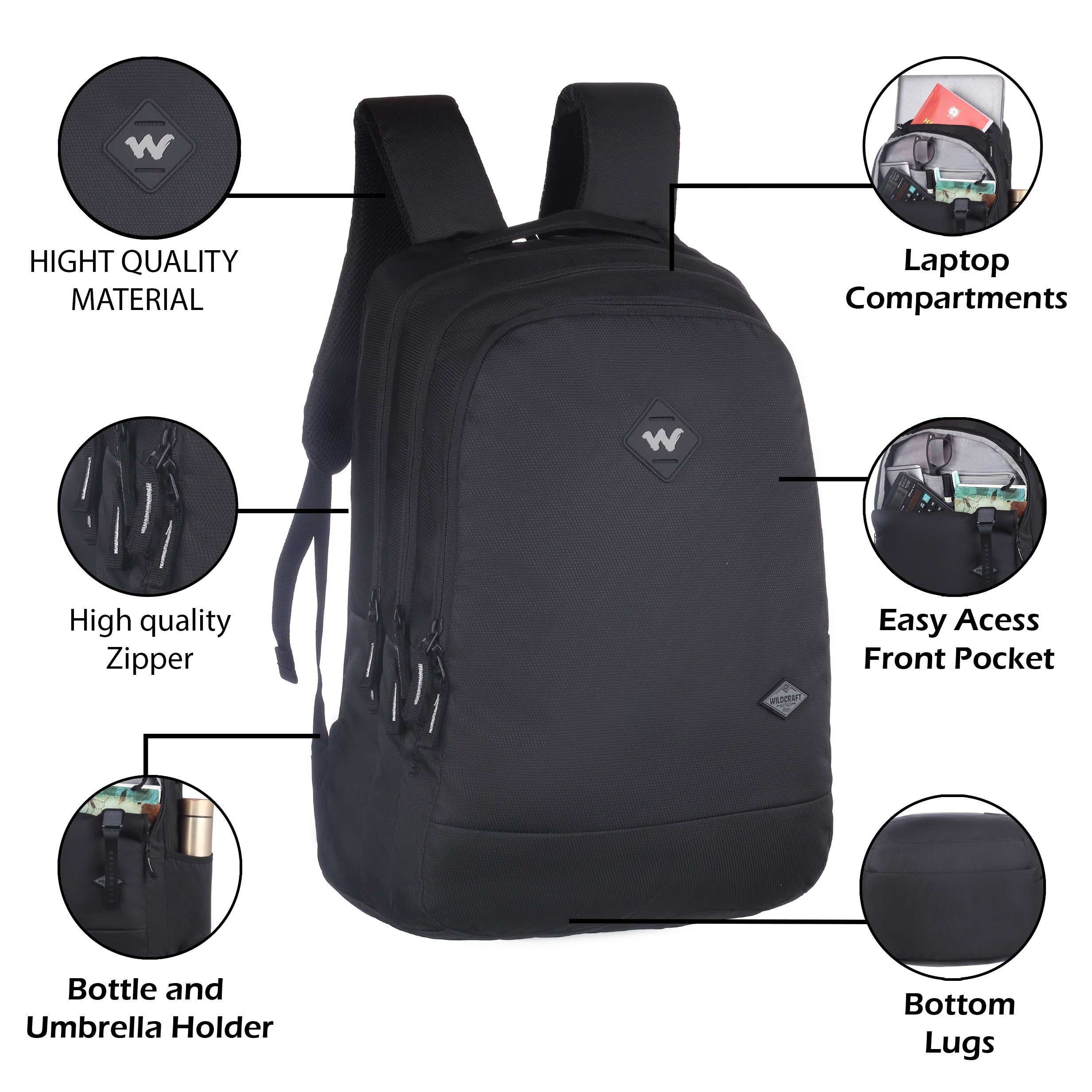 Wildcraft Atlas 40 Nylon backpack Ideal for school, college, office & travel bag for men And women