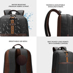 Gear Classic 4 19"/31L Medium Faux Leather Anti Theft Laptop Backpack | Casual | Travel | College Bag For Men/Women