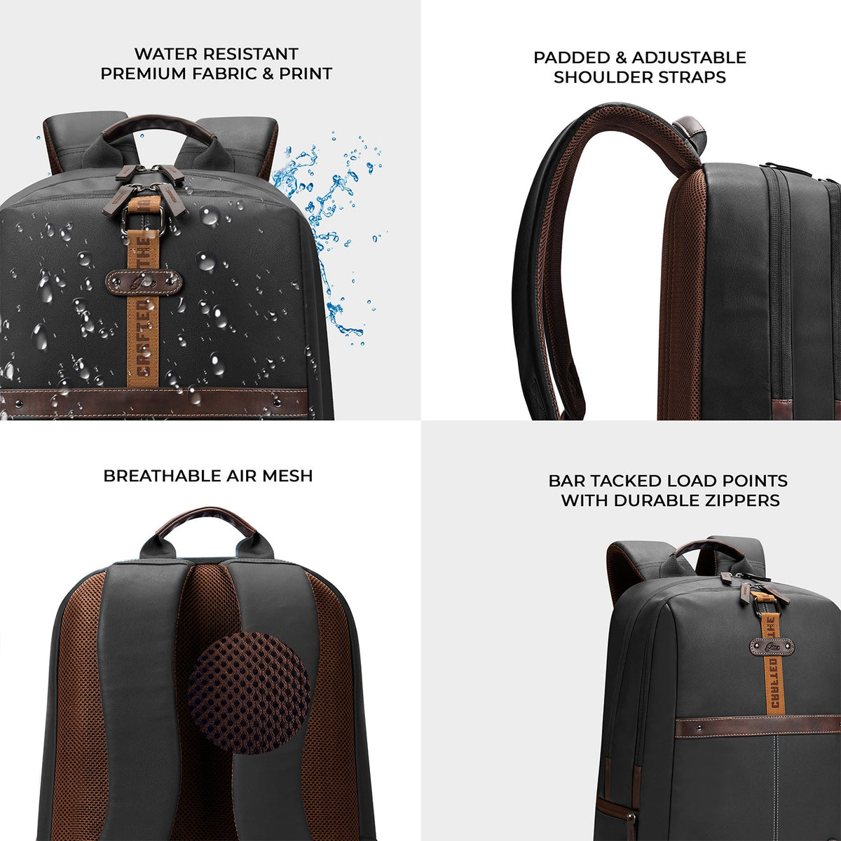 Gear Classic 4 19"/31L Medium Faux Leather Anti Theft Laptop Backpack | Casual | Travel | College Bag For Men/Women