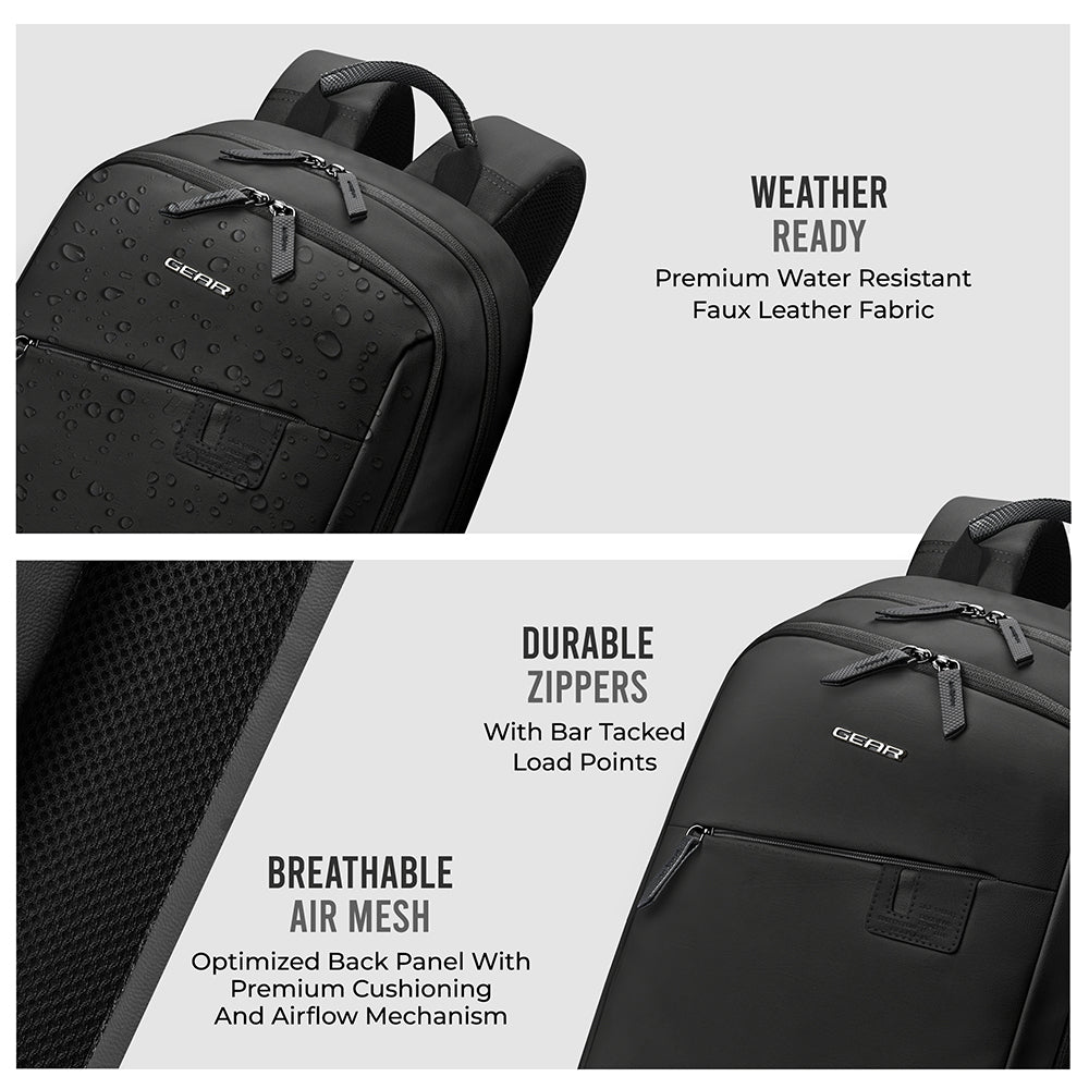 Gear Compact 17.5" Faux Leather Water resistant Laptop | Travel Backpack | Casual Backpack for men/women
