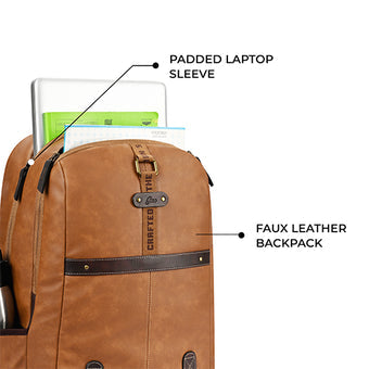 Gear Classic 4 19"/31L Medium Faux Leather Anti Theft Laptop Backpack | Casual | Travel | College Bag For Men/Women