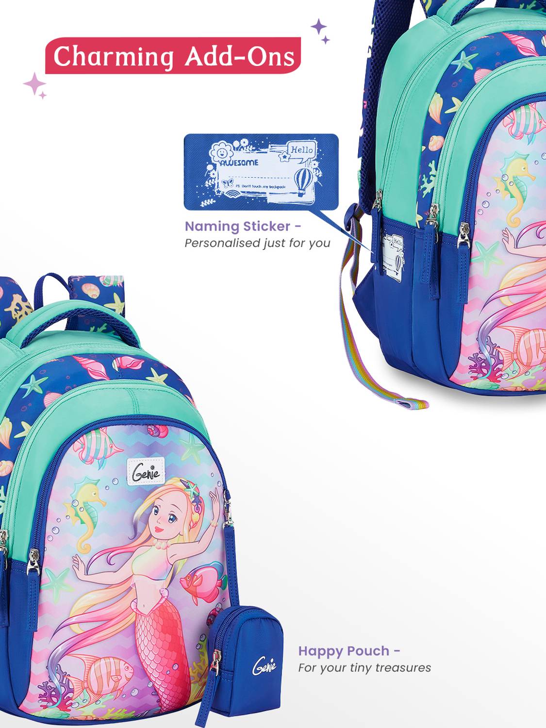 Genie 20 L Aquadream School Backpack For Girls |15 Inch - Navy Blue