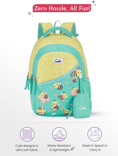 Genie 20 L Beehappy Backpack  For Girls |15 Inch - Teal (Multicolor)