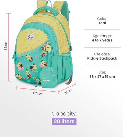 Genie 20 L Beehappy Backpack  For Girls |15 Inch - Teal (Multicolor)