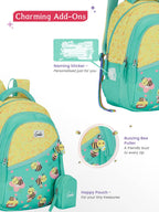 Genie 20 L Beehappy Backpack  For Girls |15 Inch - Teal (Multicolor)