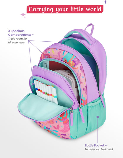 Genie 20 L Bubbles School Backpack Girls |15 Inch - Lavender