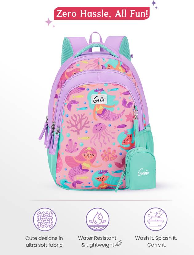 Genie 20 L Bubbles School Backpack Girls |15 Inch - Lavender