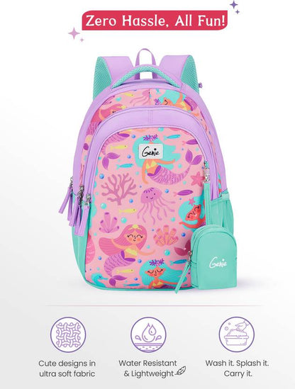 Genie 20 L Bubbles School Backpack Girls |15 Inch - Lavender
