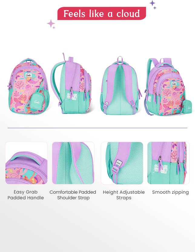 Genie 20 L Bubbles School Backpack Girls |15 Inch - Lavender
