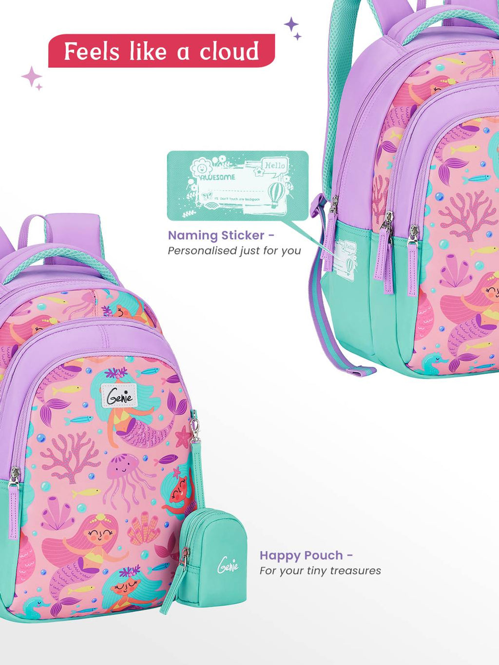 Genie 20 L Bubbles School Backpack Girls |15 Inch - Lavender