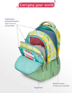 Genie 27 L Sunflora School Backpack For Girls |17 Inch - Ash Green