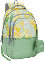 Genie 27 L Sunflora School Backpack For Girls |17 Inch - Ash Green
