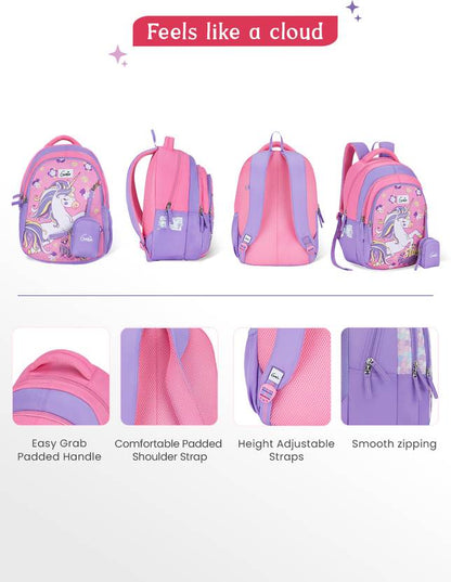 Genie 20 L Twinklecorn School Backpack For Girls |15 Inch - Pink