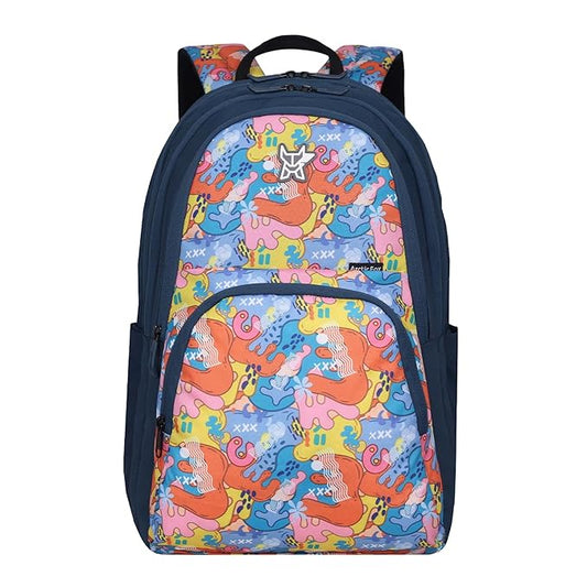 Arctic Fox Color Splash  School Backpack for Boys and Girls -34 Liters (Dark denim)
