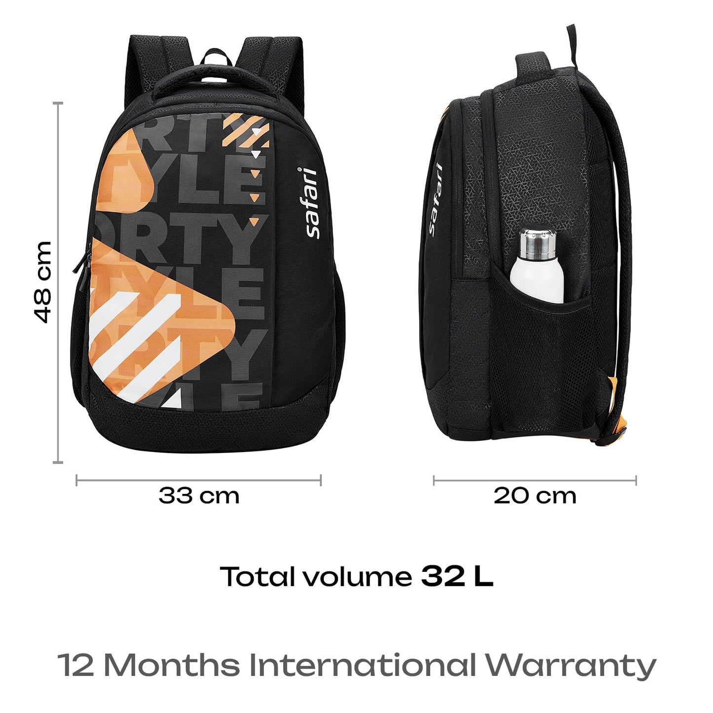 SAFARI Duplex 5 Armor Base, File holder, Rain Cover Backpack -32 L (Black)