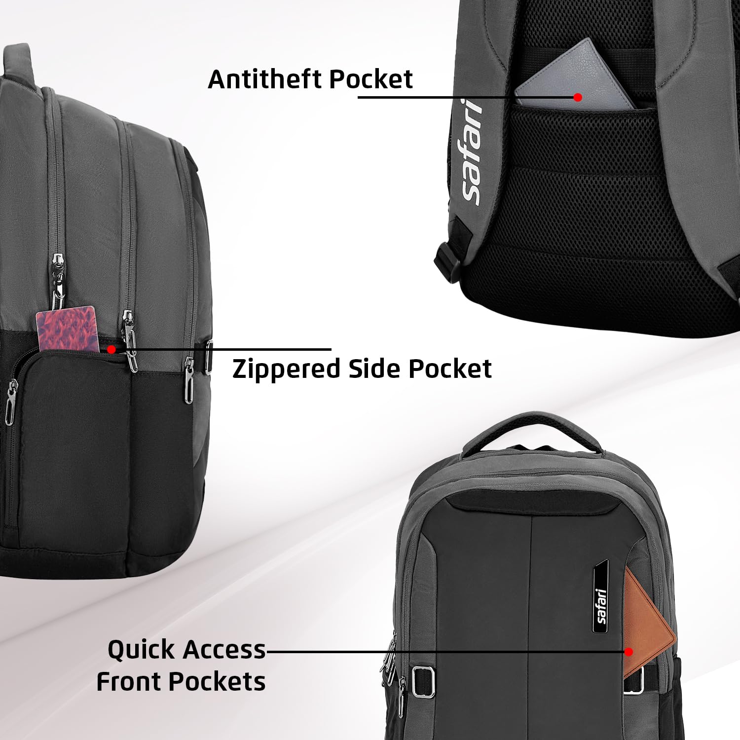 SAFARI  Spade 2  Large 34 L Laptop Backpack With RainCover